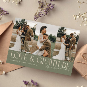 Tarjeta De Agradecimiento Sage Verde Bodas Amor & Gratitud Multi Foto