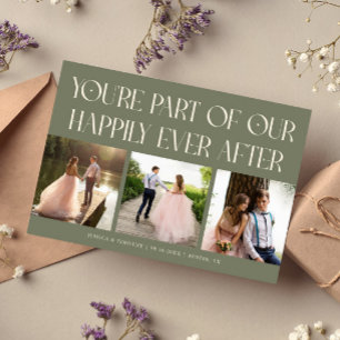 Tarjeta De Agradecimiento Sage Verde Felices Para Siempre Foto de Boda
