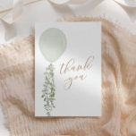 Tarjeta De Agradecimiento Sage Watercolor Balloon Eucalyptus Baby Shower<br><div class="desc">Agradece especialmente a los clientes de la ducha de bebés con estas tarjetas,  que incluyen un globo acuático verde salado con eucalipto.</div>