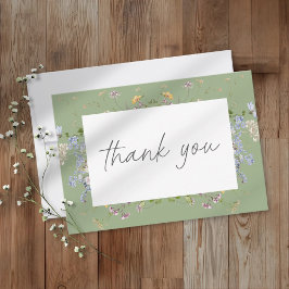 Tarjeta De Agradecimiento Sage Wildflower Garden Elegant Wedding