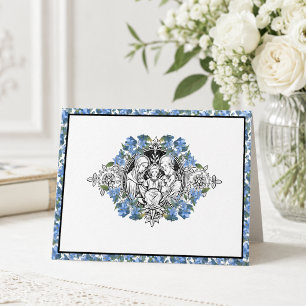 Tarjeta De Agradecimiento Sagrada Familia Religiosa Elegante Floral Azul