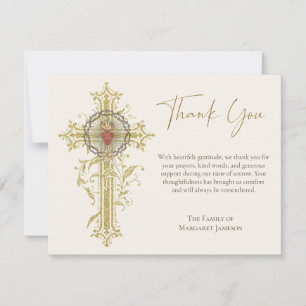 Tarjeta De Agradecimiento Sagrado Corazón Católico Jesús Simpatía Funeral