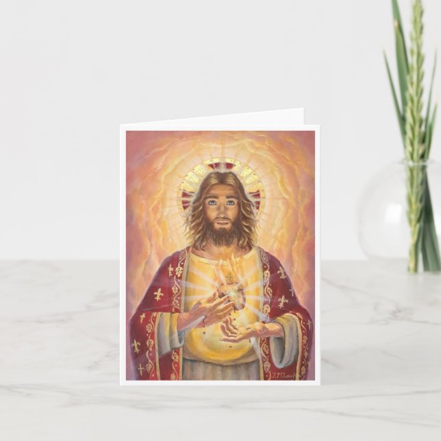 Tarjeta De Agradecimiento Sagrado Corazón de Jesús, Arte, Notecard (Anverso)