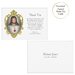 Tarjeta De Agradecimiento Sagrado Corazón de Jesús Funeral Católico