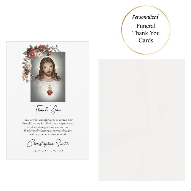 Tarjeta De Agradecimiento Sagrado Corazón de Jesús Funeral Católico Romano (Subido por el creador)
