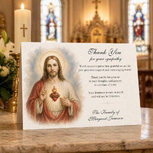 Tarjeta De Agradecimiento Sagrado Corazón de Jesús Simpatía Católica