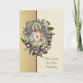 Tarjeta De Agradecimiento Sagrado Corazón Jesús Condolencia Católica Gracias