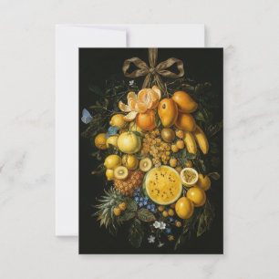 Tarjeta De Agradecimiento Sagrado de Frutas Doradas Vintage Pintura al Óleo