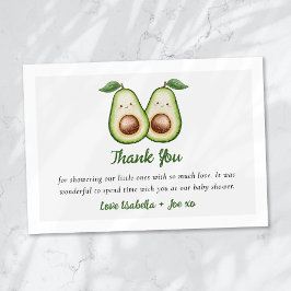 Tarjeta De Agradecimiento Sagrado Gemelos Guacamole Cute Baby Shower