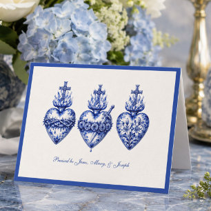 Tarjeta De Agradecimiento Sagrados Corazones de Jesús María y José, Católico