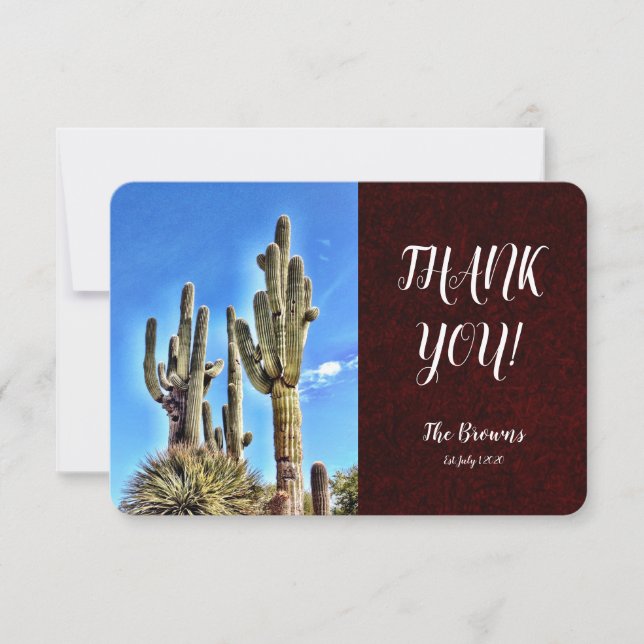 Tarjeta De Agradecimiento Saguaro Cactus, Boda ruso del sudoeste de Saguaro (Anverso)