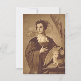 Tarjeta De Agradecimiento Saint Agnes of Rome Heavenly Bridegroom Holy Card
