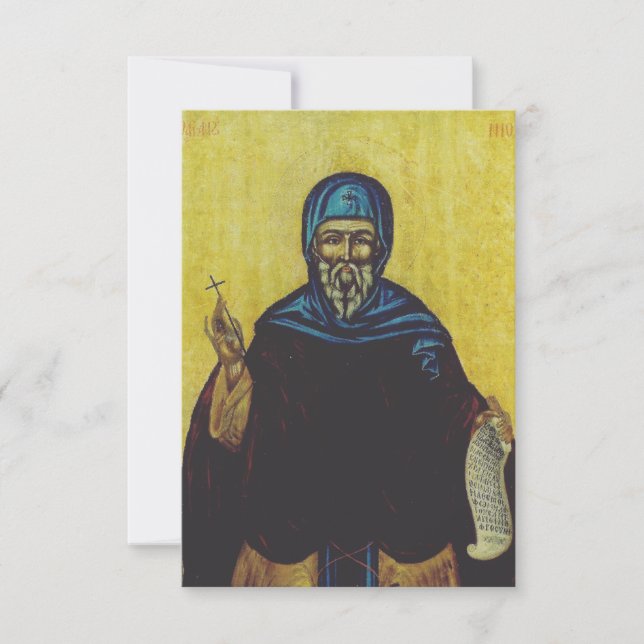 Tarjeta De Agradecimiento Saint Anthony the Great Byzantine Holy Card (Anverso)