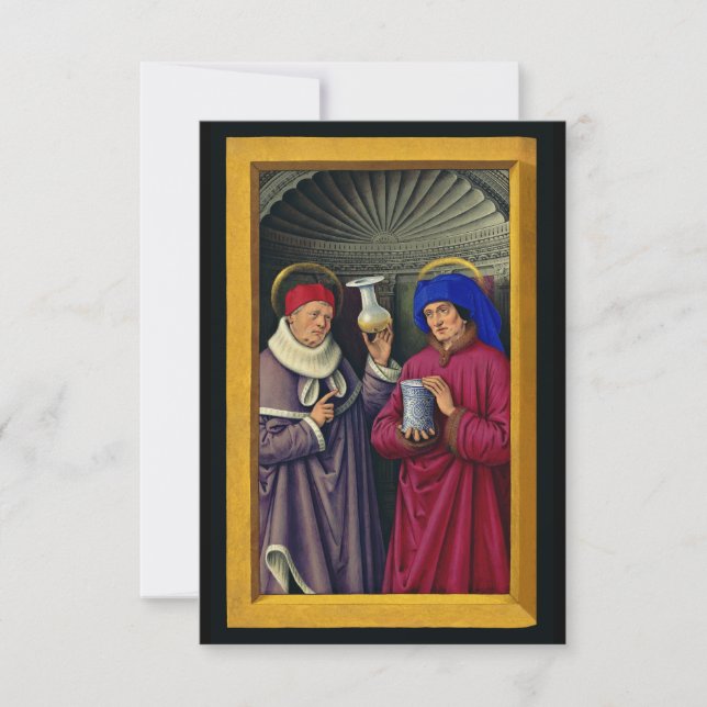 Tarjeta De Agradecimiento Saints Cosmas and Damian de Jean Bourdichon (Anverso)
