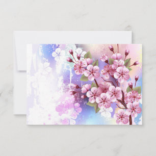 Tarjeta De Agradecimiento Sakura rosa sobre fondo de pintura