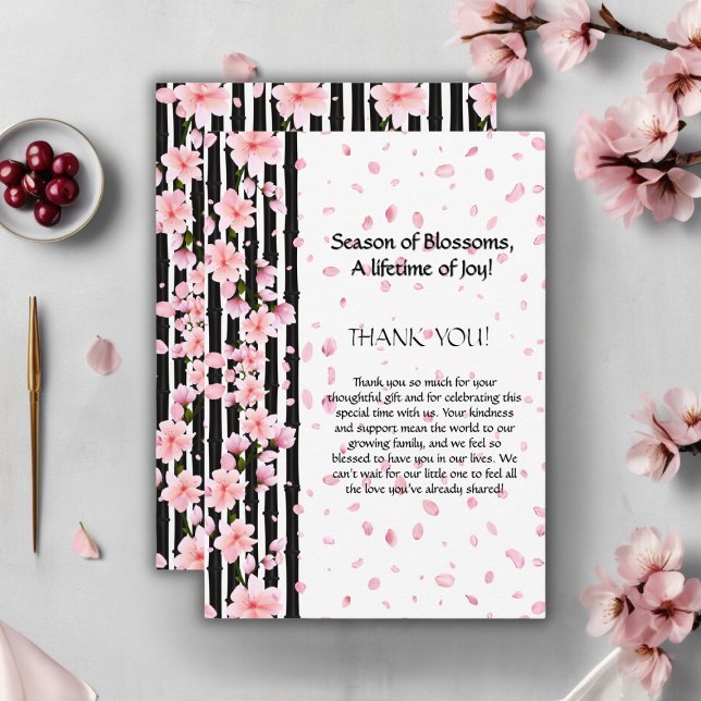 Tarjeta De Agradecimiento Sakura Spring Cherry florece Baby Shower (Subido por el creador)