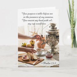 Tarjeta De Agradecimiento Salmo 23:5 Tú preparas una mesa antes que yo, Bibl