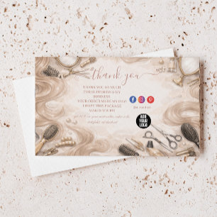 Tarjeta De Agradecimiento Salón de Belleza con Marca de Acuarela