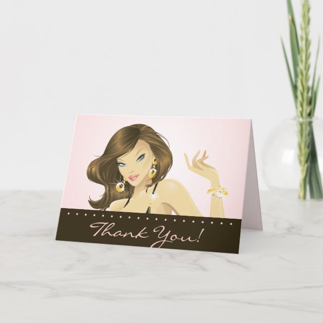 Tarjeta De Agradecimiento Salón De Bienestar Gracias Bonito Mujer Rosa (Anverso)