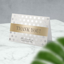 Tarjeta De Agradecimiento Salon Spa Gold & Silver Dots Business Gracias