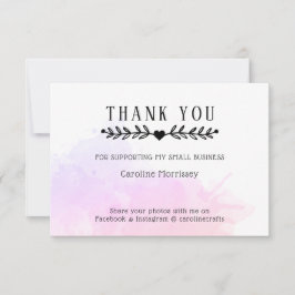 Tarjeta De Agradecimiento Salpicadura de acuarela rosa púrpura