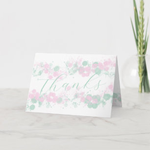 Tarjeta De Agradecimiento Salpicadura de acuarela rosa y azul elegante en le