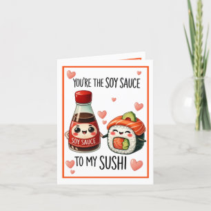 Tarjeta De Agradecimiento Salsa de soja y sushi Kawaii lindos