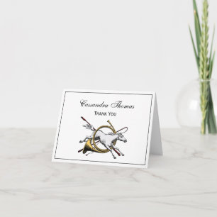 Tarjeta De Agradecimiento Salto de caballo ecuestre elegante a través del co