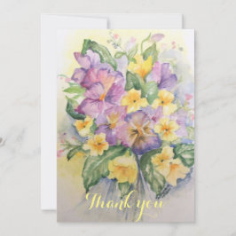 Tarjeta De Agradecimiento Salto lila acuarela y panes amarillo claro
