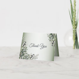 Tarjeta De Agradecimiento Saltos verdes Boda elegante de oliva negra