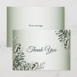 Tarjeta De Agradecimiento Saltos verdes Boda elegante de oliva negra