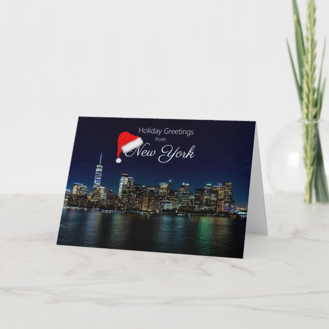 Tarjeta De Agradecimiento Saludo de feriado de Navidades de Nueva York (Anverso)
