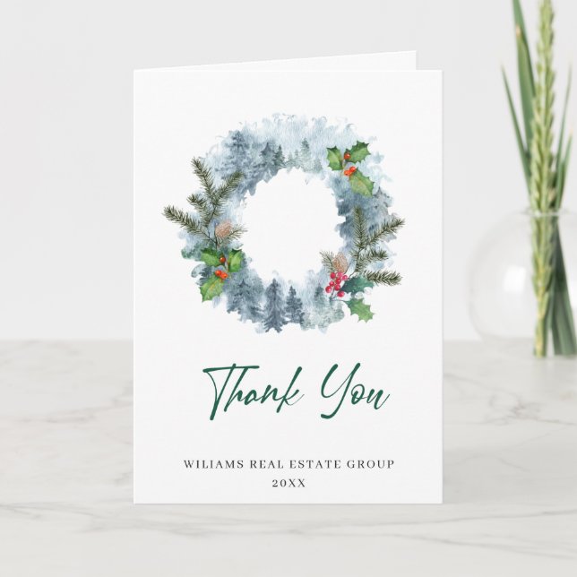Tarjeta De Agradecimiento Saludo de los Navidades de Landscape Wreath Holida (Anverso)