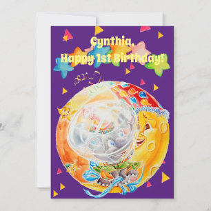 Tarjeta De Agradecimiento Saludo personalizado a las niñas de primer cumplea