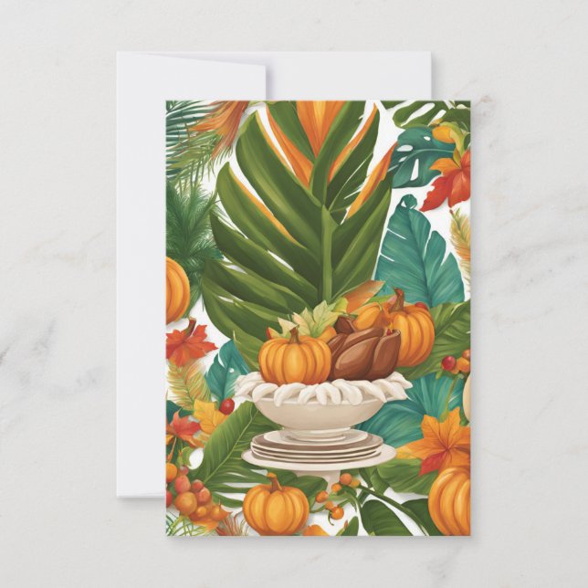 Tarjeta De Agradecimiento Saludos de Acción de Gracias - Estilo Tropical (Anverso)