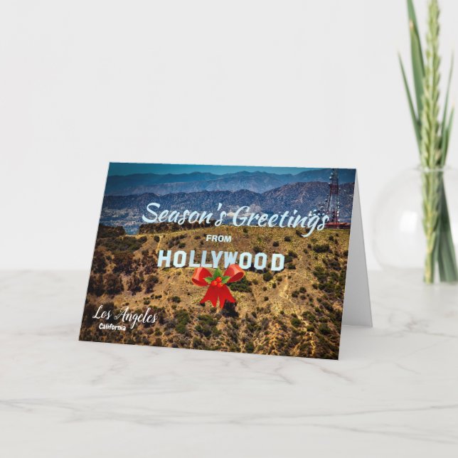 Tarjeta De Agradecimiento Saludos de temporada de Hollywood Los Angeles Card (Anverso)