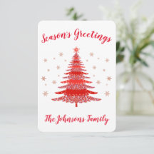 Saludos de temporada en el árbol de navidad Red Ro