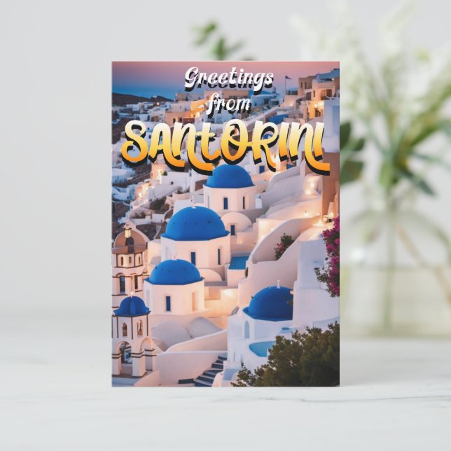 Tarjeta De Agradecimiento Saludos desde Santorini (Anverso de pie)