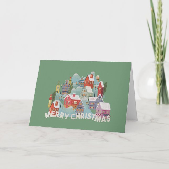 Tarjeta De Agradecimiento Saludos navideños de la Ciudad del Invierno (Anverso)