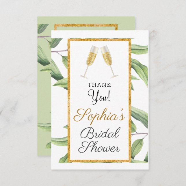 Tarjeta De Agradecimiento Saludos para amar al Fiesta de ducha de novias bot (Anverso / Reverso)