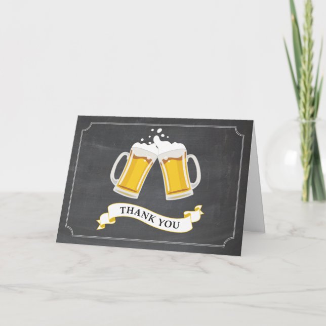 Tarjeta De Agradecimiento Saludos y Beers Mug Chalkboard (Anverso)