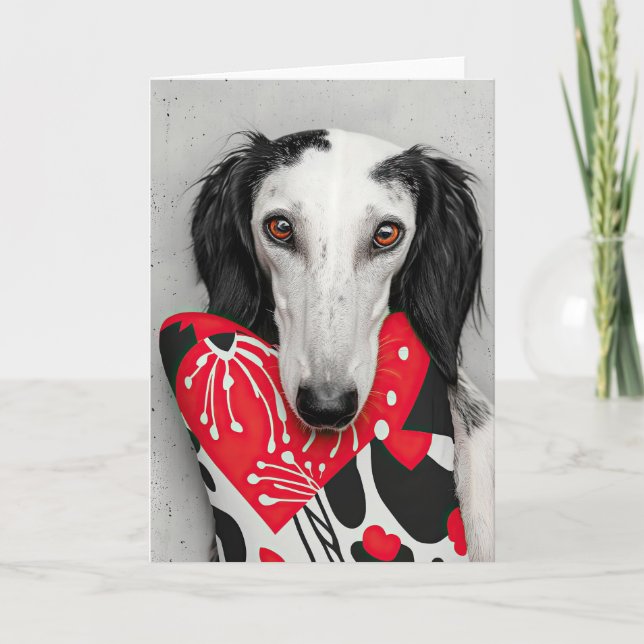 Tarjeta De Agradecimiento Saluki Dog Valentine Card (Anverso)