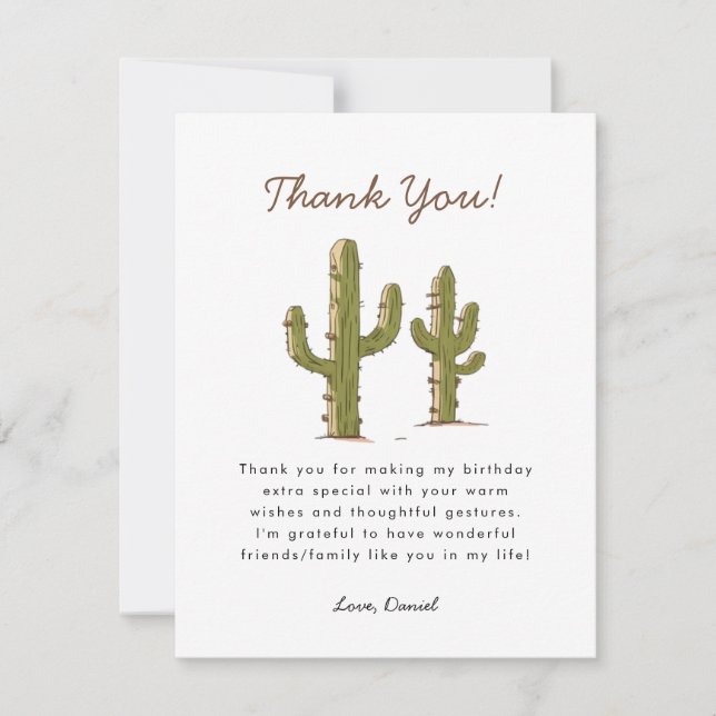 Tarjeta De Agradecimiento Salvaje cumpleaños occidental (Anverso)