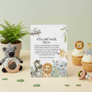 Tarjeta De Agradecimiento Salvaje Safari de Animales de la Jungla Niño Fiest