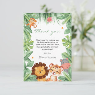 Tarjeta De Agradecimiento Salvajes animales de la jungla