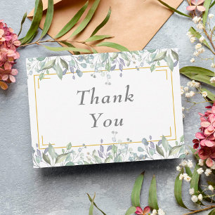 Tarjeta De Agradecimiento Salvia y Verde de Pradera de Lila Gracias