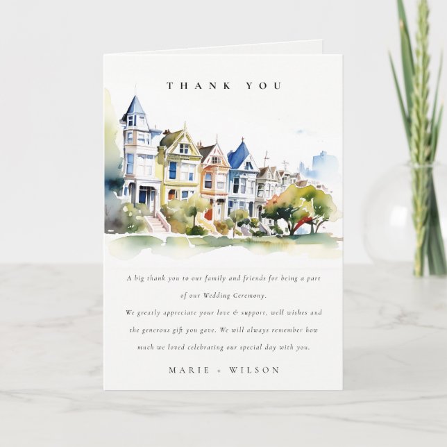 Tarjeta De Agradecimiento San Francisco Painted Ladies Landscape Wedding (Anverso)