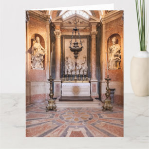 Tarjeta De Agradecimiento San Gregorio y San Ambrosio. Estatuas barrocas de
