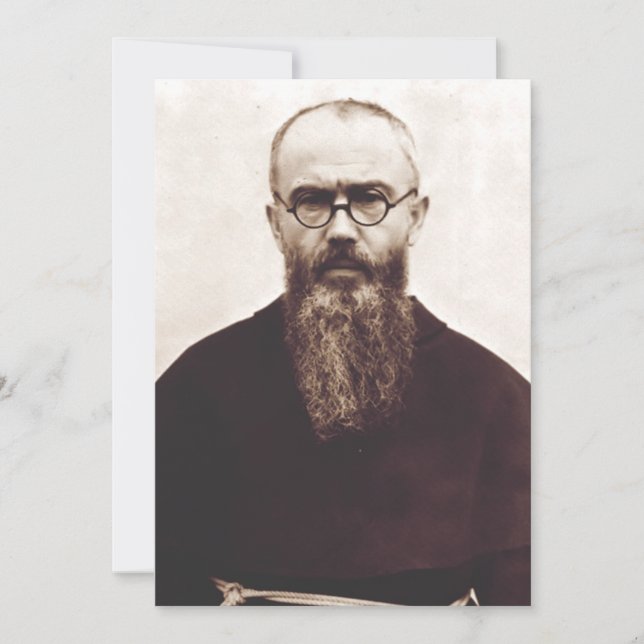 Tarjeta De Agradecimiento San Maximiliano Kolbe sacerdote católico polaco (Anverso)