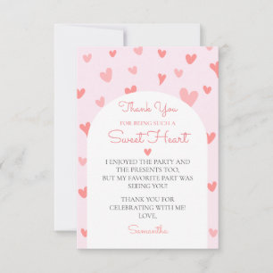 Tarjeta De Agradecimiento San Valentín corazón rosa rosa de corazón de bebé